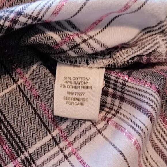 Mudd Girls size 10 Flannel shirt black, white, and gray with pink sparkles - Picture 5 of 7